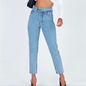 Lioness The Finley High Rise Foldover Waist Button Fly Jeans small